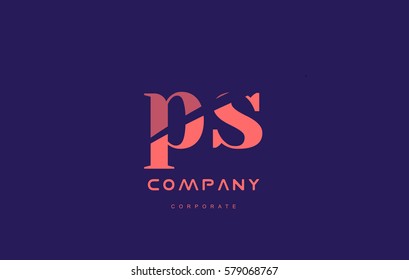 s p ps alphabet small letter blue pink creative design vector company logo icon template 
