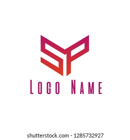 s p word alphabet modern colorful identy logotype concept logo