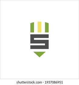S pencil logo design vector sign
