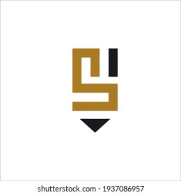S pencil logo design vector sign