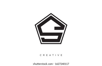 S pentagon logo design vector icon