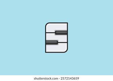 S piano style outline filled logo with blue background color