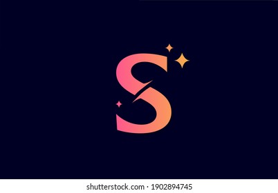 S rosafarbene gelbe Farbverlauf-Buchstaben Logo für Unternehmen mit Sternen. Branding für Schrift und Identität. Kreatives Vorlagendesign für das Business-Symbol