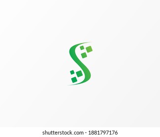 diseño de icono de identidad de logotipo de forma s y píxel
