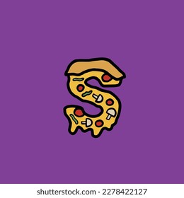 s from pizza vector fast food alphabet and number