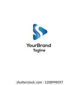 S with Play logo template