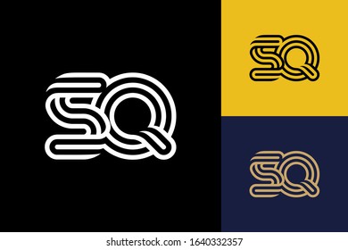S and Q combination Lines Letter Logo Creative Line Letters Design Template