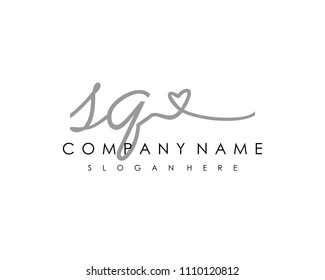 S Q Initial handwriting logo vector