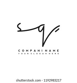 S Q Initial handwriting logo vector
