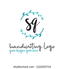 S Q Initial handwriting logo vector