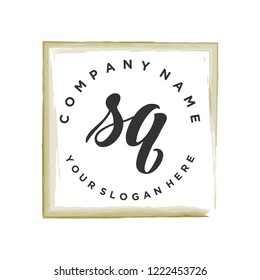 S Q Initial handwriting logo vector