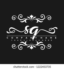 S Q Initial handwriting logo vector