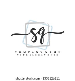 S Q Initial handwriting logo vector