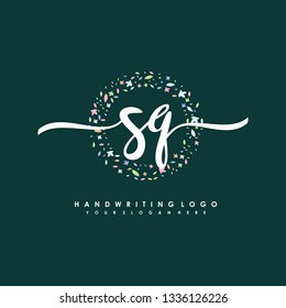 S Q Initial handwriting logo vector