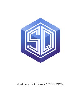 S Q initial letter, modern logo design template vector 