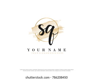 S Q Initial water color logo template vector