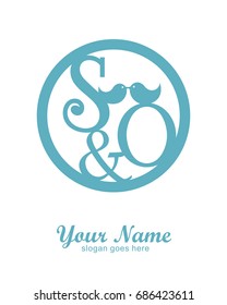 S Q initial wedding decorative logo template
