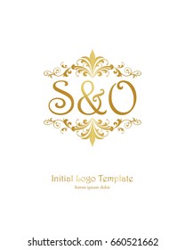 S & Q initial wedding logo template vector