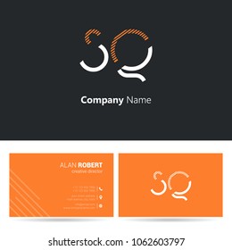 S & Q joint logo stroke letter design with business card template