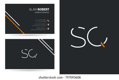 S & Q joint logo stroke letter design with business card template