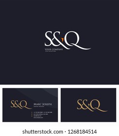 S & Q, SQ letters Joint logo icon and Business card vector template.
