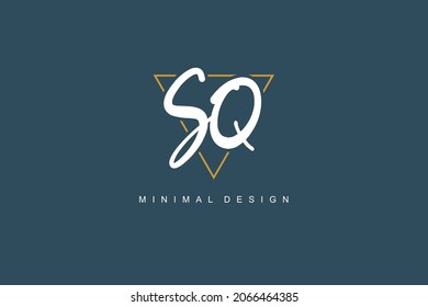S Q SQ logo, Initial lettering handwriting or handwritten for identity. Logo with signature and hand drawn style.