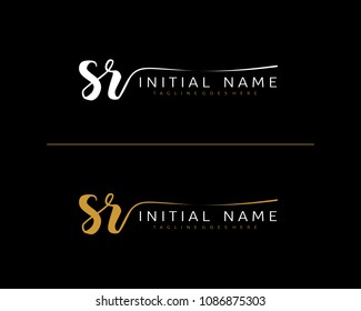 S R Initial handwriting logo vector. Hand lettering for designs.