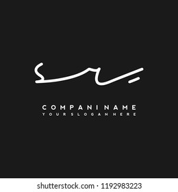 S R Initial handwriting logo vector