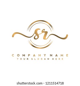 S R Initial handwriting logo vector