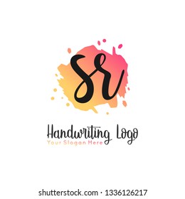 S R Initial handwriting logo vector