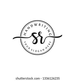 S R Initial handwriting logo vector