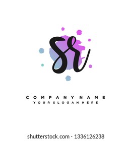 S R Initial handwriting logo vector