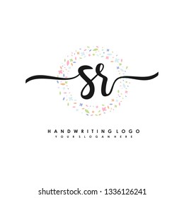 S R Initial handwriting logo vector