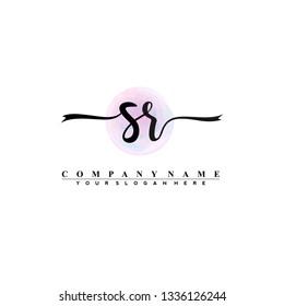 S R Initial handwriting logo vector