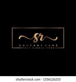 S R Initial handwriting logo vector