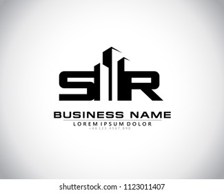 S R Initial logo concept with building template vector.