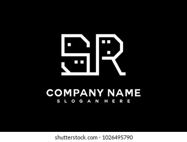 S R initial logo template vector