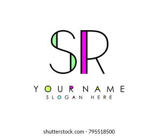 S & R initial minimalist logo template vector