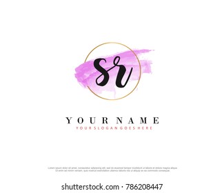 S R Initial water color logo template vector