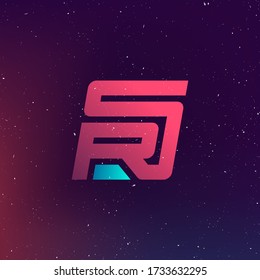 S and R logo. SR - Vector design element or icon on abstract background. Monogram or logotype.