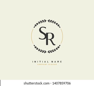 S R SR Beauty vector initial logo, handwriting logo of initial wedding, fashion, jewerly, heraldic, boutique, floral and botanical with creative template for any company or business.