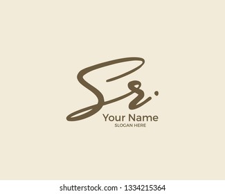 S R SR initial logo signature vector. Handwriting concept logo.