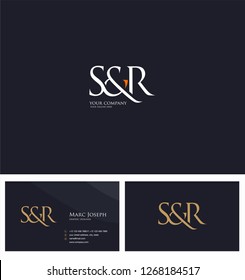 S & R, SR letters Joint logo icon and Business card vector template.
