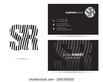 S & R waves line joint logo design with business card template