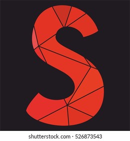 S red alphabet vector letter isolated on black background