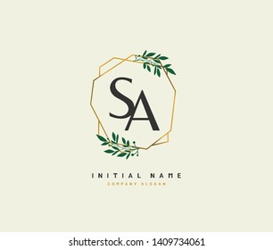 S A SA Beauty vector initial logo, handwriting logo of initial wedding, fashion, jewerly, heraldic, boutique, floral and botanical with creative template for any company or business.