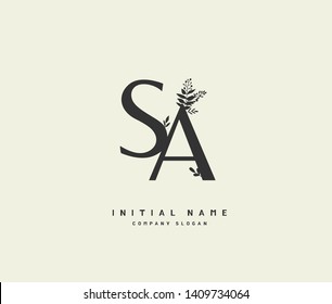 S A SA Beauty vector initial logo, handwriting logo of initial wedding, fashion, jewerly, heraldic, boutique, floral and botanical with creative template for any company or business.