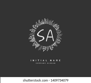 S A SA Beauty vector initial logo, handwriting logo of initial wedding, fashion, jewerly, heraldic, boutique, floral and botanical with creative template for any company or business.
