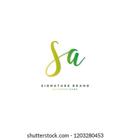 S A SA Initial letter handwriting and  signature logo concept design