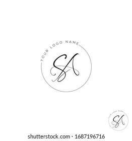 S A SA Escritura a mano inicial y logotipo de firma.	